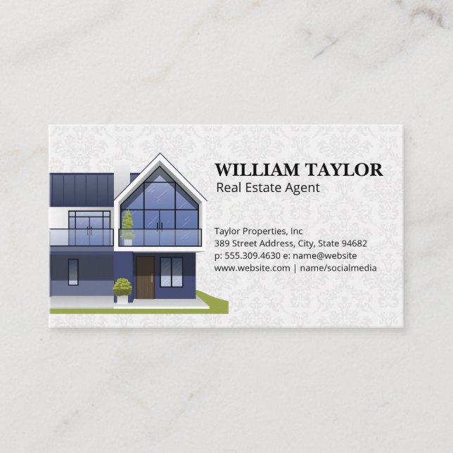 Realtor |  Modern House Logo | QR Code Business Card (Front)