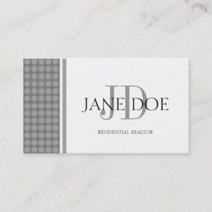 Realtor Monogram Silver Dot Design/White Paper Business Card