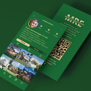 Realtor Mortgage Broker IG Forest Green Modern  Business Card