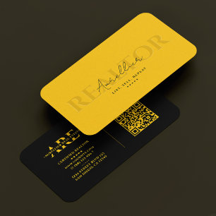 Realtor Mortgage Real Estate Yellow Black Modern Business Card