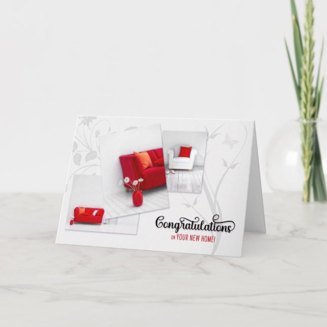 Realtor New Home Congratulations in Modern Red Card (Front)