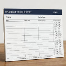 Realtor Open House Visitor Registry Guest Sign In