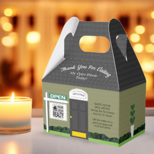 Realtor Open House Wooden Sign Grey House Gift Box