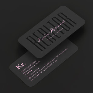 Realtor Pink Black Real Estate Mortgage Broker Business Card