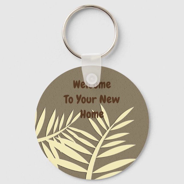 Realtor Promotion Leaf Silhouette Real Estate Key Ring (Front)