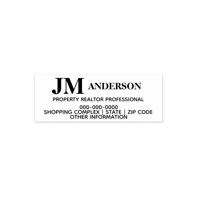 Realtor property professional monogram address self-inking stamp (Design)