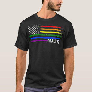 Realtor Rainbow USA American Flag 4th of July LGBT T-Shirt