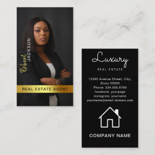 Realtor Real Estate Agent Add Photo Monogram Business Card
