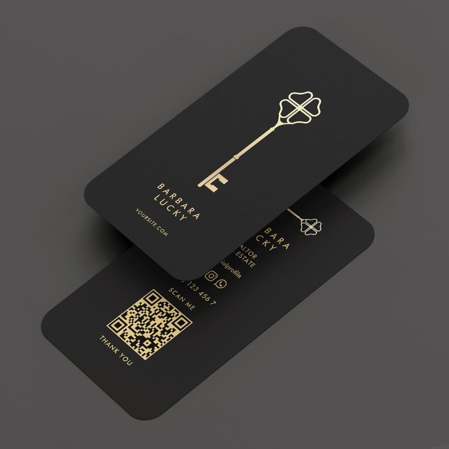 Realtor Real Estate Agent Elegant Black Gold Key Business Card (Realtor Real Estate Agent Elegant Black Gold Key Business Card
)