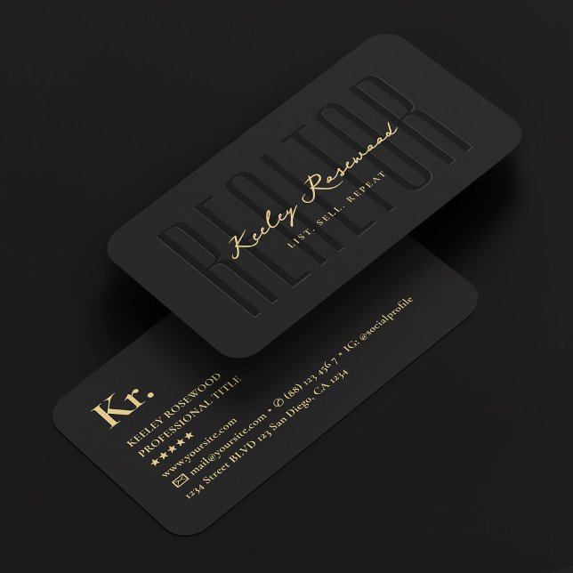 Realtor Real Estate Agent Elegant Black Modern Business Card (Realtor Real Estate Agent Elegant Black Modern Business Card
)