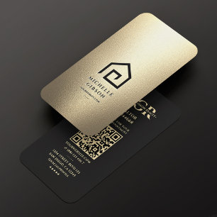 Realtor Real Estate Agent Gold Black House Modern  Business Card