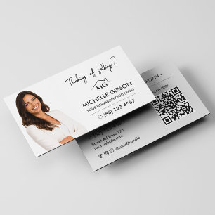 Realtor Real Estate Agent Marketing QR Code Clean Business Card