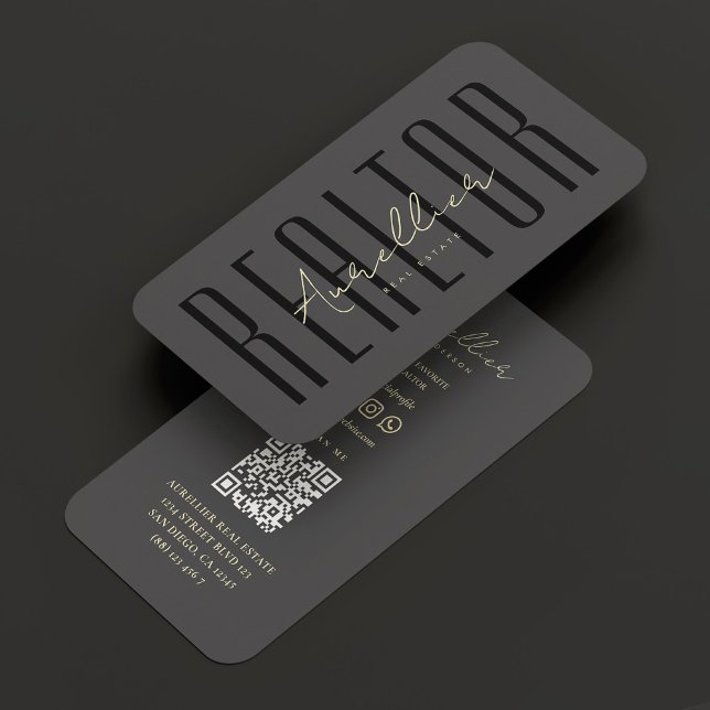 Realtor Real Estate Agent Modern Grey Business Card (
)