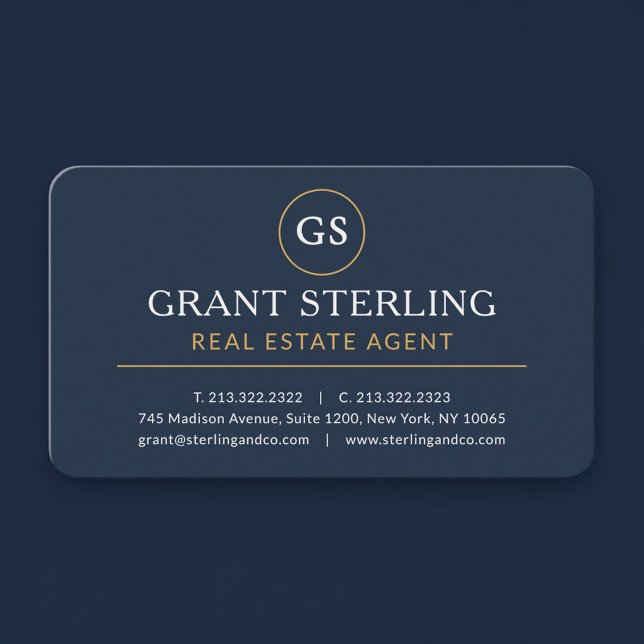 Realtor Real Estate Agent Navy Blue Professional Business Card (Creator Uploaded)