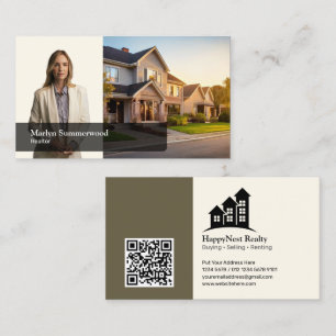 Realtor Real Estate Agent Photo Logo & QR Code Business Card