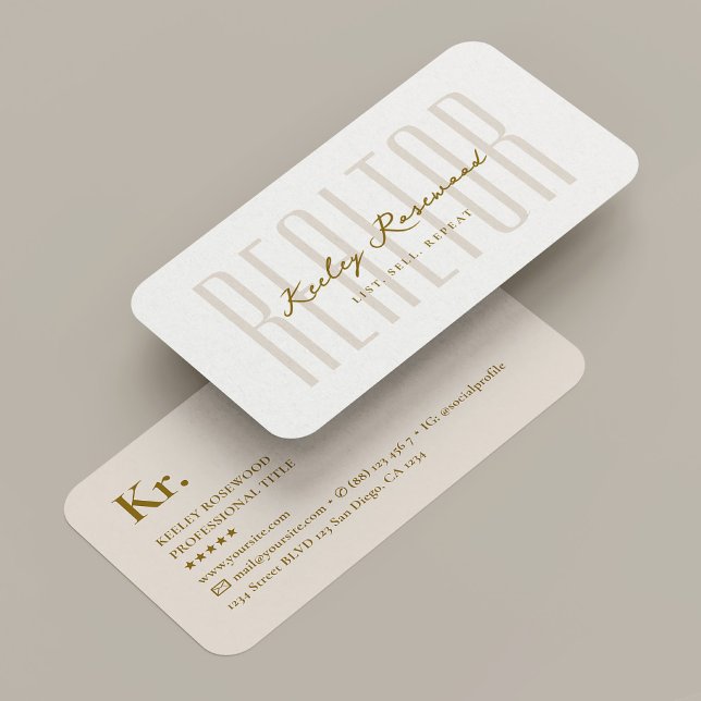 Realtor Real Estate Agent White Sand Mortgage Business Card (Creator Uploaded)