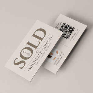 Realtor Real Estate Broker Key Photo QR Code Sand Business Card