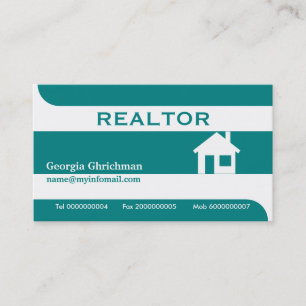 Realtor/Real estate business cards- teal white Card