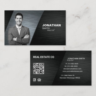 Realtor, real estate investor, Black Metallic Business Card