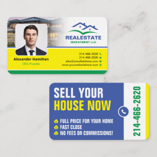 Realtor, real estate investor, with a headshot business card