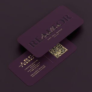 Realtor Real Estate Luxury Purple Monogram Modern Business Card