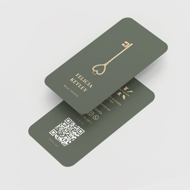 Realtor Real Estate Monogram Modern Sage Green  Business Card (Realtor Real Estate Monogram Modern Sage Green Business Card
)