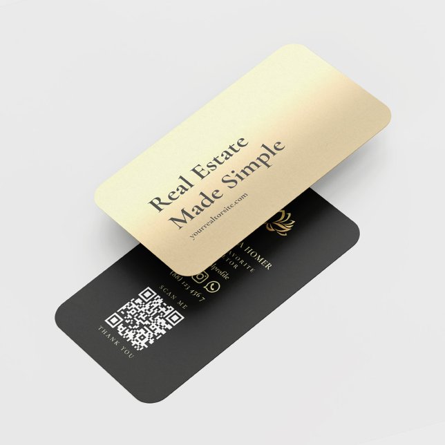 Realtor Real Estate Property Black Gold Moder Business Card (Creator Uploaded)