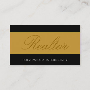 Realtor Script Yellow Gold Banner Business Card