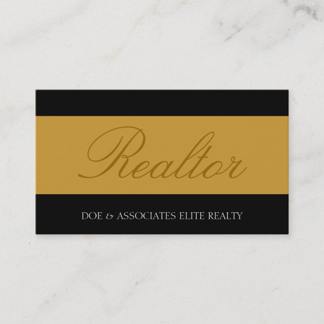 Realtor Script Yellow Gold Banner Business Card (Front)