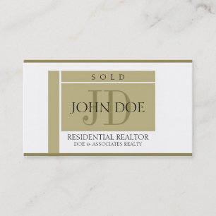 Realtor Sign Gold Edges W/W Business Card