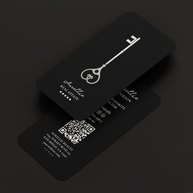 Realtor Silver Key Modern Mortgage Broker Black Business Card (Realtor Silver Key Modern Mortgage Broker Black Business Card
)