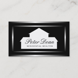 Realtor Silver Metal Metallic Border Business Card