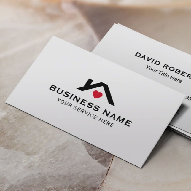 Realtor Simple House Heart Logo Real Estate  Business Card (Creator Uploaded)
