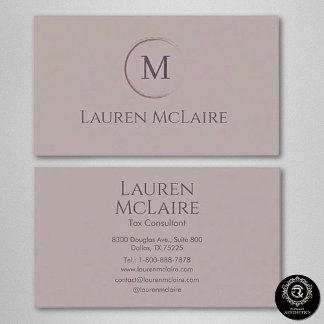 Realtor Taupe Monogram Minimalist Business Card