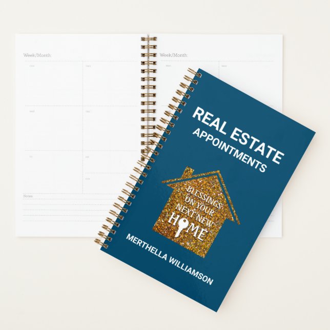 REALTOR Teal Glitter REAL ESTATE Appointments Planner (Display)