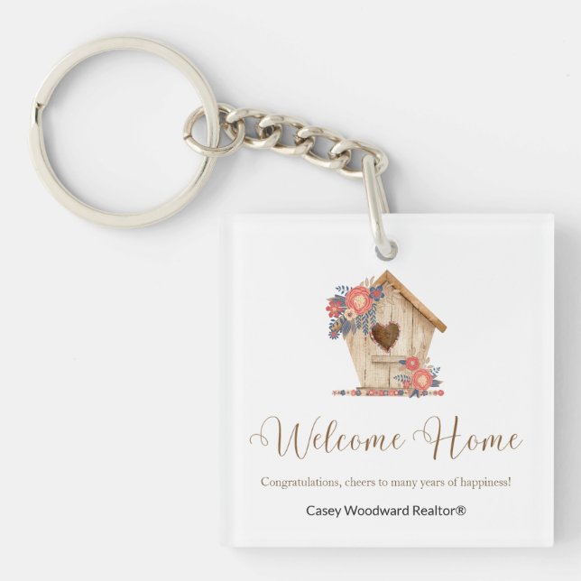Realtor Welcome Home Personalised Key Ring (Front)