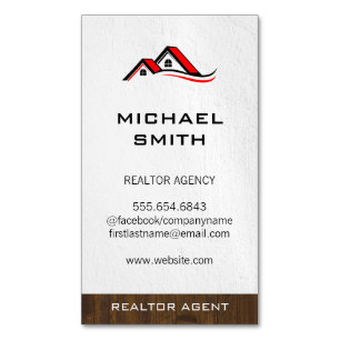 Realtor Wood Trim Home Rooftops Magnetic Business Card