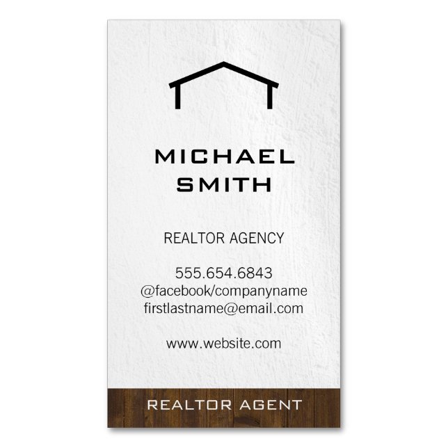 Realtor Wood Trim Magnetic Business Card (Front Vertical)