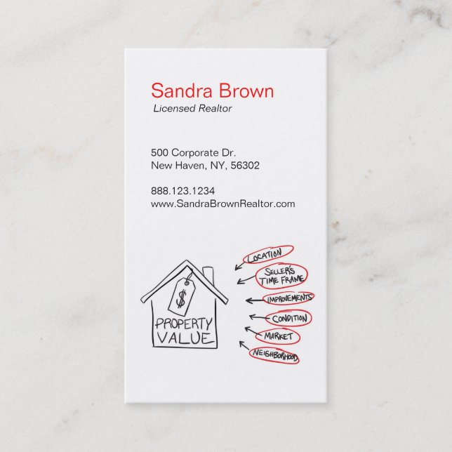 Realty Property Values Flow Chart Business Card (Front)