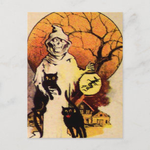 Reaper Black Cat (Vintage Halloween Card) Postcard