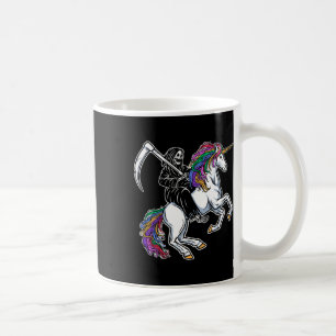 Reaper Riding Unicorn Rainbow Skeleton Halloween Coffee Mug