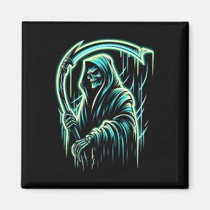 Reaper Skeleton Skull Cool Halloween Heavy Metal M Magnet