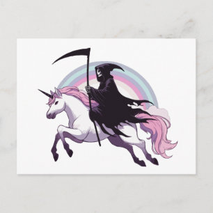Reaper Unicorn Rainbow Postcard