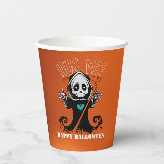 Reaper With Blue Heart Halloween  Paper Cups (Front)