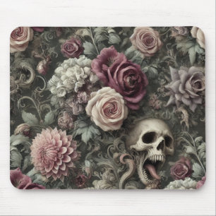 Reaping in the Roses – Gothic Floral Skull Mouse Pad