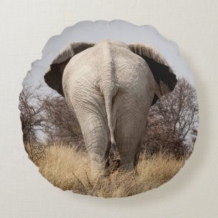 Rear view of elephant round cushion