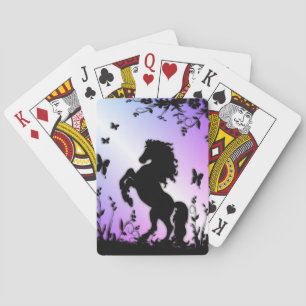 Rearing Black Stallion Bicycle Playing Cards