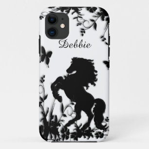 Rearing Black Stallion / Horse on White Case-Mate iPhone Case