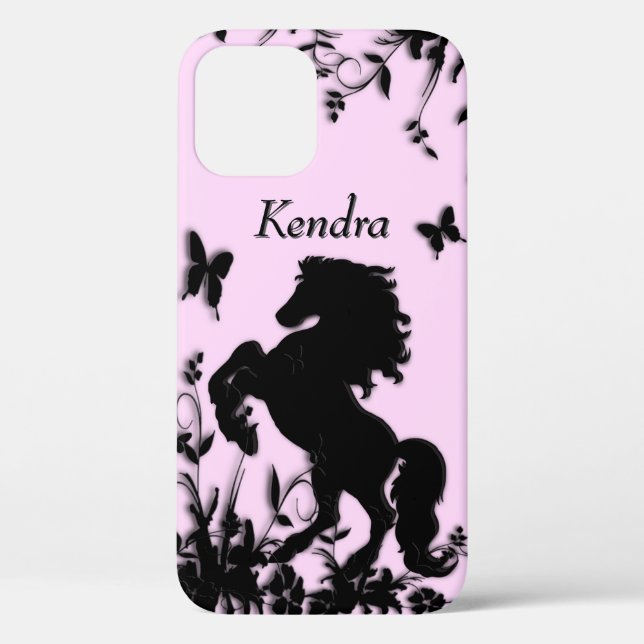 Rearing Black Stallion / Horse Personalised Case-Mate iPhone Case (Back)
