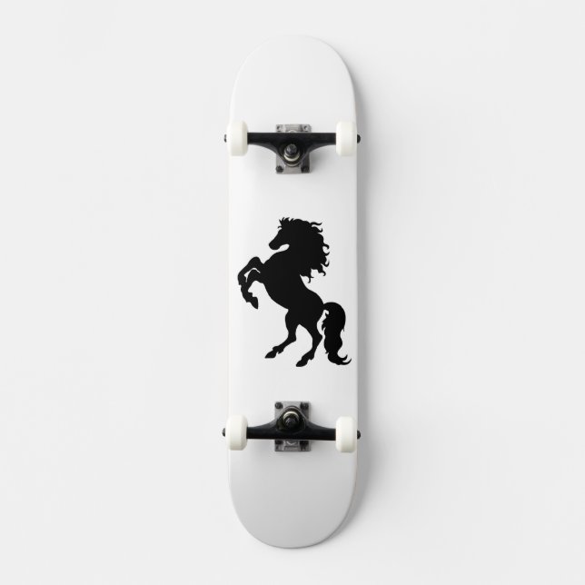 Rearing Black Stallion / Horse Skateboard (Front)